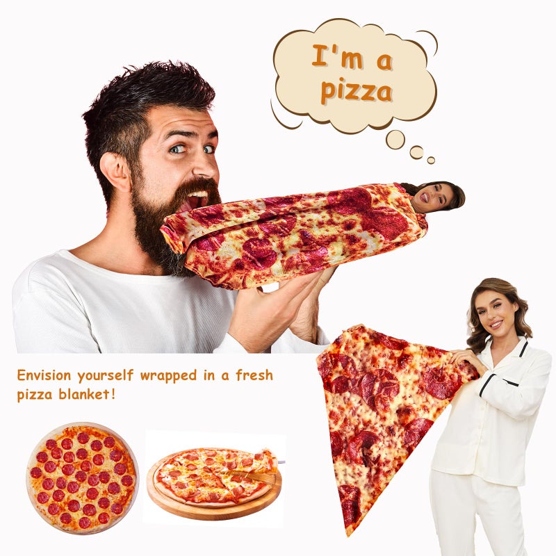 Outivity Pizza Blanket Adult Size 71 Inches, Funny Gifts for Girlfriend Boyfriend, Pepperoni Pizza Blanket, Novelty Food Blankets Oversized, Birthday Gifts for Her Him - Image 2